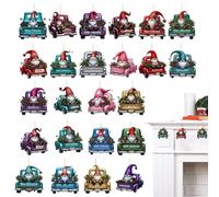 Calendrier de compte à rebours de Noël | 2025 « Merry Christmas Car Advent » - Pendentif 2D 24 jours - Breloque décorative pour chambre à coucher, porte, branches, mur, cheminée, fenêtre, cour, entrée