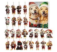 Calendrier de Compte à Rebours de Noël - 2025 Pendants 2D Chien | Calendrier de Noël Réutilisable avec Figurines d'Animaux,Pour Fête d'Anniversaire Sac à Dos Mur Chambre