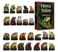 Calendrier de compte à rebours de Noël 2026-24 jours Grenouille et crapaud | Compte à rebours de Noël 2026 sur le thème de la grenouille et du crapaud 24 jours, comprend 24 décorations d'animaux plates