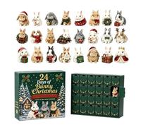 Calendrier de compte à rebours de Noël 2026, calendrier 2D en acrylique | Calendrier de compte à rebours 24 jours avec lapin mignon - Décoration à suspendre sur le thème des animaux pour arbre