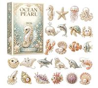 Calendrier de compte à rebours de Noël 2026 en acrylique 2D Figurine | Calendrier de l'Avent sur le thème des tortues de mer pour bureau, salon, chambre à coucher, table pour adultes et enfants