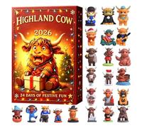 Calendrier de compte à rebours de Noël 2026 Figurine de vache 3D | Calendrier compte à rebours en forme de vache pour hommes, femmes, enfants, amis, famille, salon, chambre à coucher, vacances