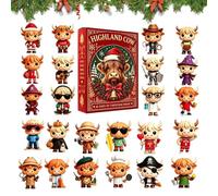 Calendrier de compte à rebours de Noël 2026 Motif vache 3D | Calendrier de Noël 24 jours de vache des hautes terres - Figurines amusantes à collectionner pour enfants et adultes