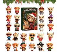 Calendrier de compte à rebours de Noël 2026 Motif vache 3D | Calendrier de Noël 24 jours de vache des hautes terres - Figurines amusantes à collectionner pour enfants et adultes