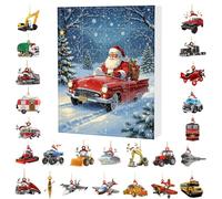 Calendrier de compte à rebours de Noël, 24 boîtes, décoration de compte à rebours de Noël, motif transport du Père Noël, décoration en acrylique 2D pour cour, porte d'entrée, sapin de vacances