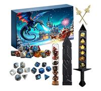 Calendrier de compte à rebours de Noël - 24 dés pour Halloween, Noël, l'Avent - Souvenir de jeu de rôle - Pour fêtes de Noël, adolescents, adultes, hommes, joueurs de rôle, amateurs de jeux de société