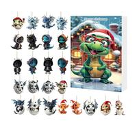 Calendrier de compte à rebours de Noël 24 jours, 2D en acrylique mignon dragon ornement bébé ornement 24 jours de l'Avent, calendrier de compte à rebours Merry Christmas 2025 avec pendentif animal