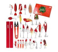 Calendrier de compte à rebours de Noël - 24 jours - Accessoires de pêche - Calendrier de compte à rebours 2025 - Cadeau d'extérieur pour homme, pêcheur, père, mari, en rivière