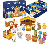 Calendrier de compte à rebours de Noël, 24 jours avec figurines de crèche pour la période de l'Avent, jouet pour , jeux de Noël, église, Noël chrétien et tradition