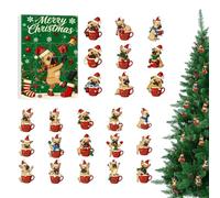 Calendrier De Compte À Rebours De Noël, 24 Jours, Jouet Créatif En Acrylique 2D Sur Le Thème Chien - Calendrier De Fête Avec Compte À Rebours Pour Chien | Pour Les Fêtes De Fin D'année, Les Fêtes,