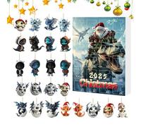 Calendrier de compte à rebours de Noël 24 jours | Ornements 2D en acrylique 2D à suspendre, calendrier de compte à rebours Merry Christmas 2025 avec pendentif animal pour rétroviseur, mur, fenêtre