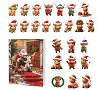 Calendrier de compte à rebours de Noël, 24 jours sur le thème des vacances, décorations de fête en acrylique 2D, calendrier de l'Avent de Noël à suspendre - pour tout-petits, adolescents