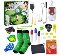 Calendrier de compte à rebours de Noël 24 motifs de golf, compte à rebours de Noël, balles de club de golf, cartes de score pour hommes, adolescents, cadeau pour Noël et Pâques
