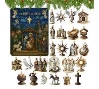 Calendrier de compte à rebours de Noël, 24 pendentifs, crèche de Jésus - Souvenir religieux à collectionner 2D pour adultes, étudiants, adolescents, famille, amis