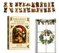 Calendrier de compte à rebours de Noël - 26 cm 2D en acrylique Yorkshire Terrier | Décoration de Noël de 24 jours avec motif chien pour miroir, , arbres, maison, famille, amis, amoureux des chiens