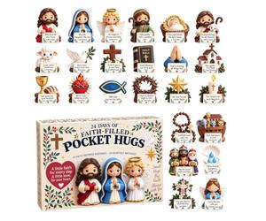 Calendrier de compte à rebours de Noël, 2D Christian S, décorations de | Compte à rebours de Noël, acrylique 2D 24 jours chrétiens | Coffret cadeau de vacances basé sur la foi pour la famille et les