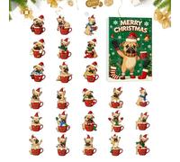 Calendrier de compte à rebours de Noël, 2D en acrylique sur le thème des chiens, jouet mignon de 24 jours, calendrier de compte à rebours pour les amoureux des chiens, pour les vacances, les fêtes, la