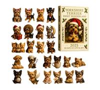 Calendrier de compte à rebours de Noël 2D plat acrylique avec motif canin, 24 jours suspendu Yorkshire Terrier | pour miroirs, , arbres, amis, , amateurs de saison de Noël