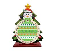 Calendrier de compte à rebours de Noël à faire soi-même, art créatif diamant 25 jours rotatif en bois calendrier arbre de Noël cadeaux artisanat kit simple face 06-pingouin