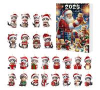 Calendrier de compte à rebours de Noël avec - Ornements de vacances festifs 24 jours sur 24, décorations en acrylique d'arbres de chat, figures de collection | Idée de cadeau saisonni