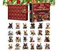 Calendrier de compte à rebours de Noël Bouledogue français comme figurines | Compte à rebours de 24 jours pour décoration de Noël, décoration de voiture, vacances, fête, maison, fête, festival, fenêtre
