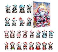 Calendrier de compte à rebours de Noël, calendrier de compte à rebours 2D en acrylique 24 jours, ornement panda | Pendentif décoratif festif pour activités de vacances, festival, rassemblement mural