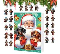Calendrier de compte à rebours de Noël | Calendrier de compte à rebours de 24 jours de Noël teckel - Décoration d'intérieur 2D, pour entrée de décembre, cheminée, porte, fenêtre, arbres, salon