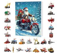 Calendrier de compte à rebours de Noël, calendrier de Noël 2025 sur 24 jours | Motif transport du Père Noël, ornement en acrylique 2D pour cour, porte d'entrée, sapin de vacances