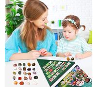 Calendrier de compte à rebours de Noël - Calendrier de vacances 24 jours pour fêtes festives, décoration multicolore avec mini pierres minérales de cristal, almanaque de l'Avent pour adolescents