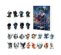 Calendrier de compte à rebours de Noël - Calendrier dragon 2D - Figurines décoratives en acrylique de 24 jours pour les vacances, arbre mural, salle de classe, fille, femme, adolescent, homme, bureau