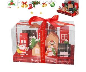 Calendrier de compte à rebours de Noël, coffret de l'Avent vide, rangement de biscuits de 13,78 x 8,66 x 7,87 pouces avec thème de vacances, style de tiroir de récipient à collation réutilisable,