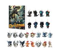 Calendrier de compte à rebours de Noël, compte à rebours jusqu'à Noël, calendrier dragon 2D | Figurines décoratives en acrylique de 24 jours pour les vacances, arbre mural, salle de classe, fille