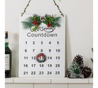 Calendrier de compte à rebours de Noël, couronne de Noël rustique avec lumières de Noël, 25 jours de compte à rebours à rebours en bois rustique à suspendre, décorations murales de fête de Noël