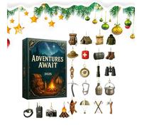 Calendrier de compte à rebours de Noël de l'Avent | Décorations sur le thème des fêtes en acrylique bidimensionnel - Calendrier de compte à rebours de Noël 24 jours avec ornement d'aventure, pour