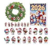 Calendrier de compte à rebours de Noël, décoration d'arbre en acrylique 2D | Décoration de compte à rebours en forme de bonhomme de neige, 24 jours, en acrylique, aide à suivre les jours avant Noël tout