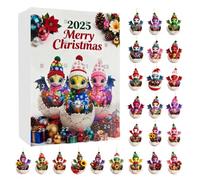 Calendrier de compte à rebours de Noël - Décoration de vacances d'hiver en acrylique 2D - 24 jours avec décoration dinosaure - Pour adultes, , amis, femmes, hommes, , adolescents