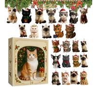 Calendrier de compte à rebours de Noël, décoration d'intérieur en acrylique | Compte à rebours de Noël 24 jours avec pendentifs en forme de chat pour arbre, porte, fenêtre, bureau, couronnes de salon