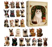 Calendrier de compte à rebours de Noël, décoration d'intérieur en acrylique | Compte à rebours de Noël 24 jours avec pendentifs en forme de chat pour arbre, porte, fenêtre, bureau, couronnes de salon