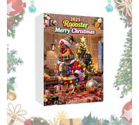 Calendrier de compte à rebours de Noël | Décoration en acrylique 2D avec 24 compartiments | Pendentif décoratif festif en forme de poulet pour arbre, ferme, vacances, maison, fête