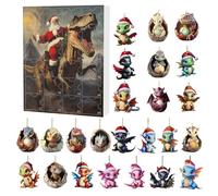 Calendrier de compte à rebours de Noël - Décoration festive 2D en acrylique - Calendrier de 24 jours - Compte à rebours - Calendrier dinosaure - Pour activités de Noël, fête, réunion de fête - Pour