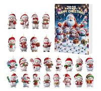 Calendrier de compte à rebours de Noël en acrylique 2D - Décoration de Noël - Bonhomme de neige - Avec plateaux de table et design de fenêtre - Décoration festive pour adolescentes, filles, femmes et