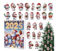 Calendrier de compte à rebours de Noël en acrylique 2D - Décoration de Noël - Bonhomme de neige - Avec plateaux de table et design de fenêtre - Décoration festive pour adolescentes, filles, femmes et