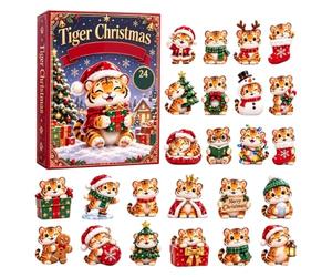 Calendrier de compte à rebours de Noël en acrylique 2D Mini tigre à | Suivi du temps festif, inspire l'excitation, empêche l'oubli, ajoute un charme décoratif, parfait pour les maisons de