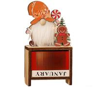 Calendrier de compte à rebours de Noël en bois avec motif Père Noël sans visage pour décoration pastorale DIY (style Cookie Man)