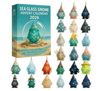 Calendrier de compte à rebours de Noël en forme de nain de Noël - pendentifs en acrylique 2D - Calendrier de compte à rebours en verre de mer, pour , amis, collègues, fêtes de vacances