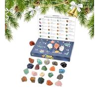 Calendrier de compte à rebours de Noël en - Tableau des spécimens minéraux, bloc de vingt-quatre jours pour la construction d'anticipation, collection avec aspect naturel, décoration