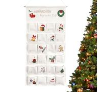 Calendrier de compte à rebours de Noël en tissu | Décoration murale réutilisable pour maison de vacances, calendrier de 24 jours, sac de rangement - pour chocolats, bonbons, biscuits et friandises