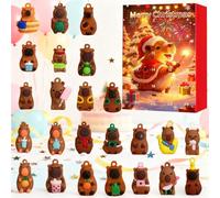 Calendrier de compte à rebours de Noël, figurines de collection 3D, décoration d'intérieur, calendrier de compte à rebours Capybara Ornements | Pour les vacances, les fêtes d'anniversaire, l'entrée