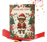 Calendrier de compte à rebours de Noël - figurines en acrylique 2D des Highlands, affichage de l'avènement avec animaux de fête, décoration de Noël pour le plaisir