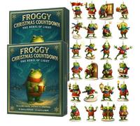 Calendrier de compte à rebours de Noël Froggy, « LE REBELLE DE LA LUMIÈRE », calendrier de l'Avent de 24 jours avec mini figurines de grenouille, courage et chaleur (2PCS)